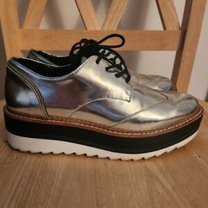 Silver platform oxfords